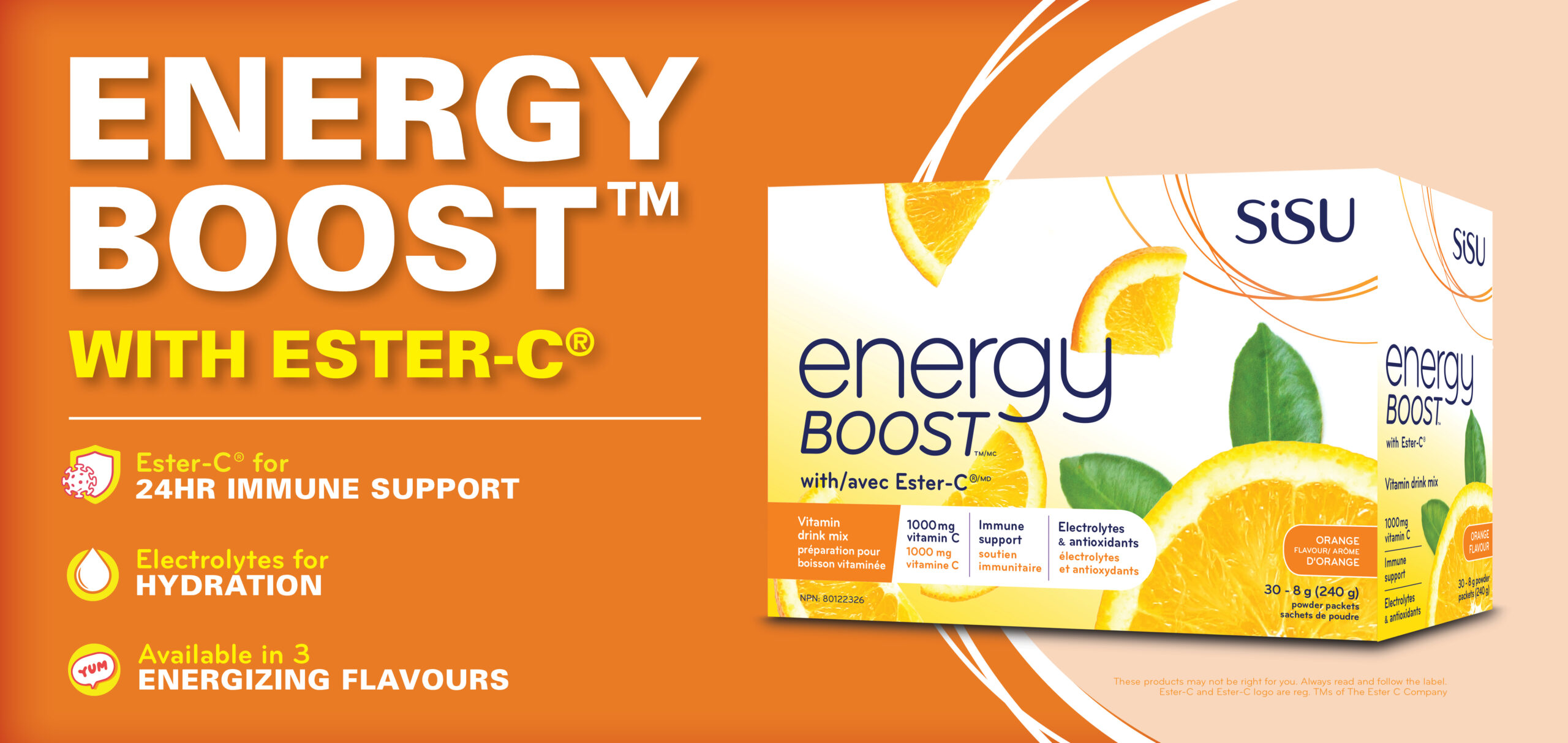 Sisu Energy Boost Orange for immune support and hydration.